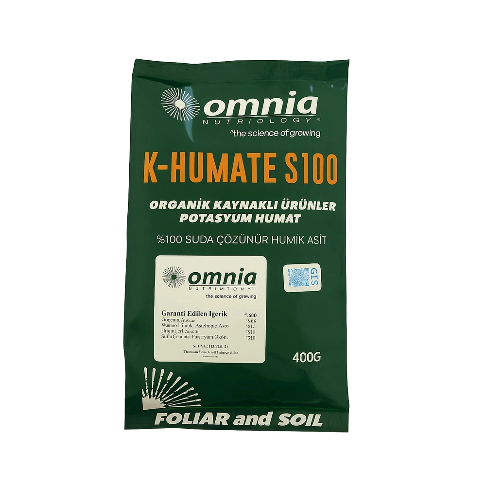 OMNİA K HUMATE S100 LEONARDİT KAYNAKLI POTASYUM HUMAT %65 ORGANİK HÜMİK ASİT 400 GR