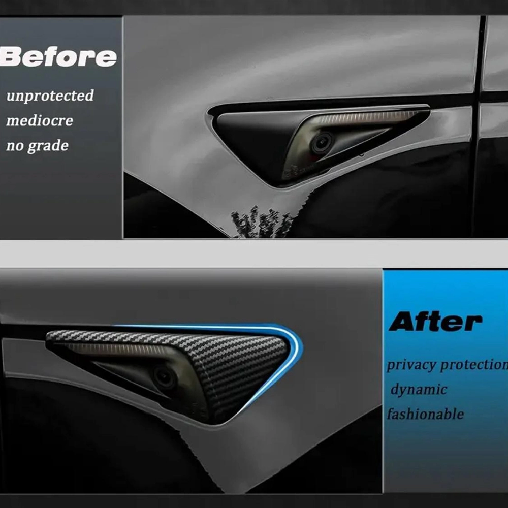 MODEL 3 VE MODEL Y  2024-2025 MODEL YAN KAMERA KAPAKLARI KARBON FİBER DESEN 2 ADET