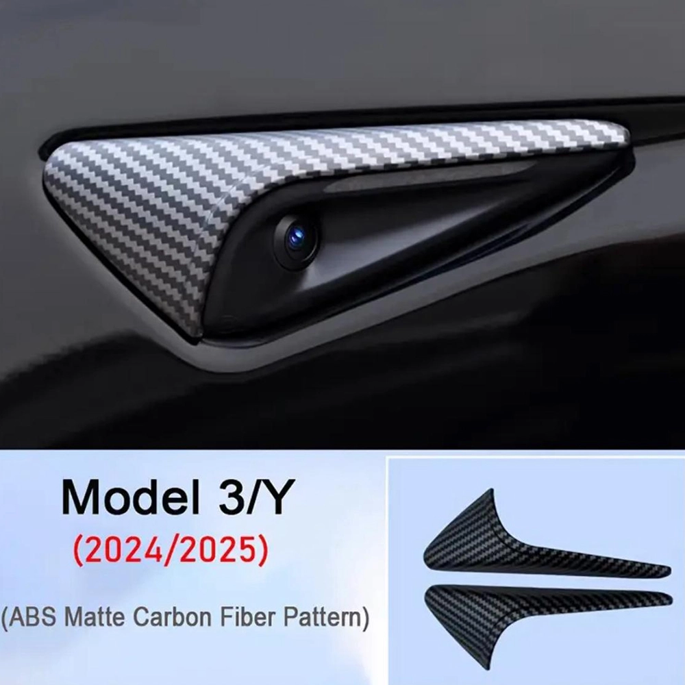 MODEL 3 VE MODEL Y  2024-2025 MODEL YAN KAMERA KAPAKLARI KARBON FİBER DESEN 2 ADET