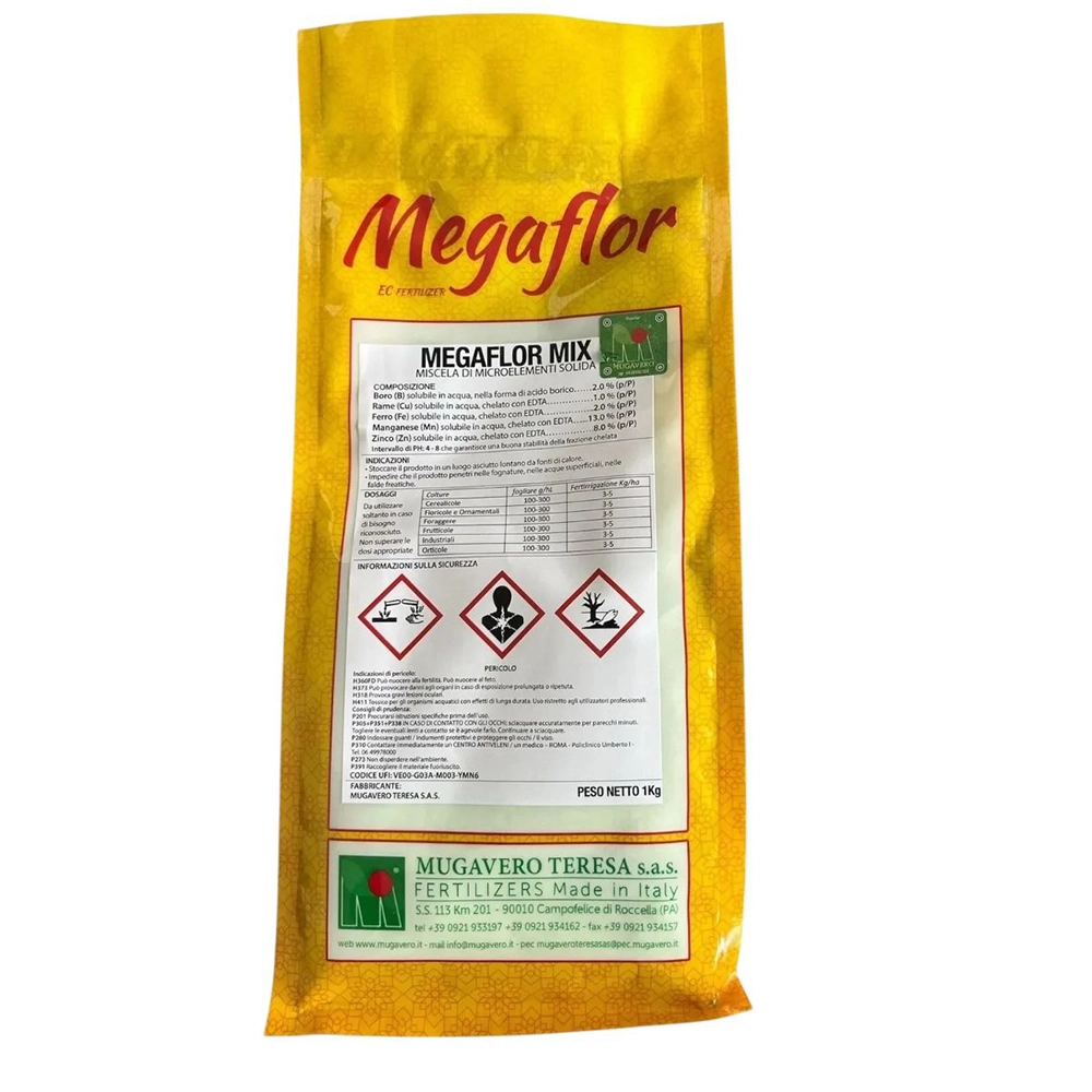 MUGAVERO MEGAFLOR MİX COMBİ YAPRAK GÜBRESİ 1 KG - BOR, BAKIR, DEMİR, MANGAN