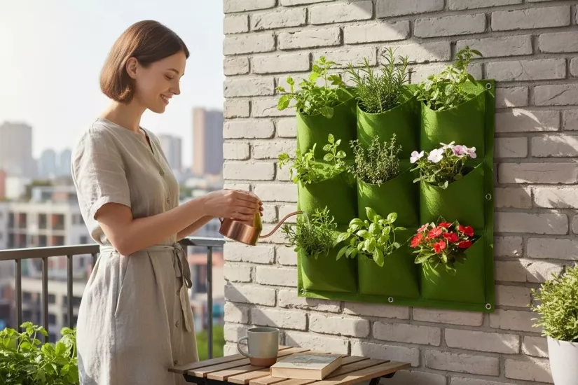 Dikey Çiçek Bahçesi - Şık ve Pratik Duvar Saksısı 9 Cepli