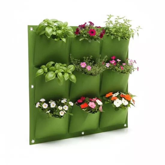 Dikey Çiçek Bahçesi - Şık ve Pratik Duvar Saksısı 9 Cepli