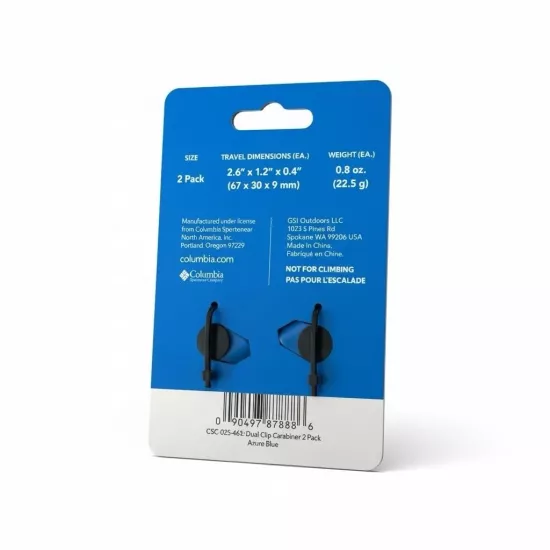 Columbia GSO0043 Dual Clip Carabiner Mavi 2li Set Ekipman Taşıyıcı