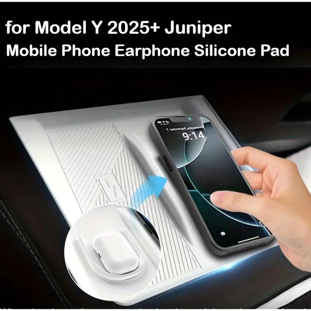 2025+ Model Y Juniper İçin Yeni Kablosuz Şarj Pedi Kaymaz - Beyaz